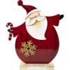 Santa with Candy Cane and Snowflake Wooden Christmas Decoration - 12"