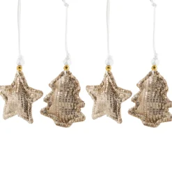 Sequin Stars and Trees Plush Christmas Ornaments - 4