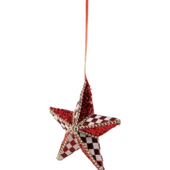 Sequined and Checkered Star Christmas Ornament - 6