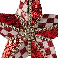 Sequined and Checkered Star Christmas Ornament - 6