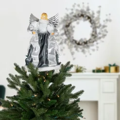 Sequined Angel with Wings Christmas Tree Topper Unlit - 12"