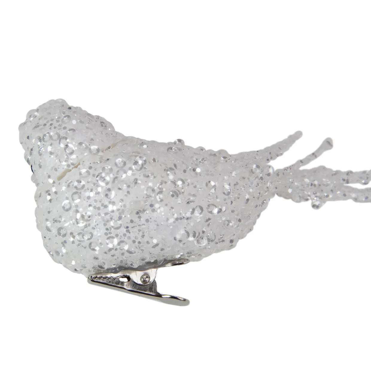 Sequined Bird Christmas Clip-on Ornament - 7.5" - White