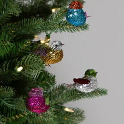 Sequined Birds Clip-On Christmas Ornaments - 2.75" - Set of 8