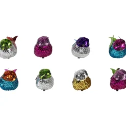 Sequined Birds Clip-On Christmas Ornaments - 2.75" - Set of 8