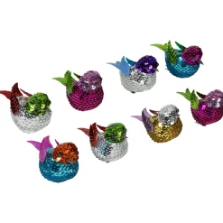 Sequined Birds Clip-On Christmas Ornaments - 2.75