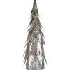 Sequined Layered Leaves Christmas Cone Tree - 26" - Platinum and Champagne Finish