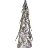Sequined Layered Leaves Christmas Cone Tree - 20" - Platinum and Champagne Finish
