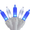 Set of 100 Blue & Pure White LED Mini Christmas Lights 4" Spacing - White Wire