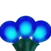 Set of 15 Blue Satin G50 Globe Christmas Lights - Green Wire