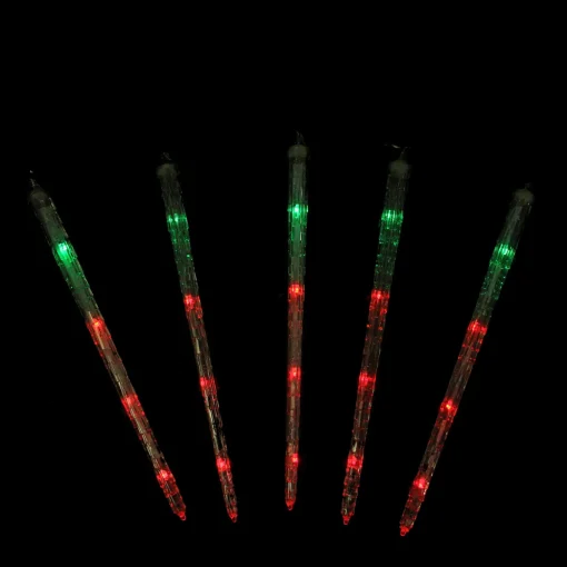 Set of 5 Color Changing Cascading Icicle Christmas Light Tubes - 13 ft Clear Wire