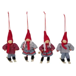 Set of 4 Colorful Holiday Skiing Kids Christmas Ornament Decorations 6"