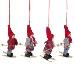 Set of 4 Colorful Holiday Skiing Kids Christmas Ornament Decorations 6"
