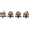 Set of 4 Gingerbread Train Christmas Stocking Holders 4.75"