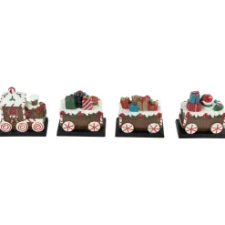 Set of 4 Gingerbread Train Christmas Stocking Holders 4.75