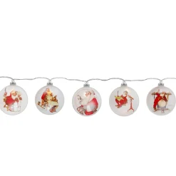 Set of 5 Glass Norman Rockwell Christmas Disc Lights