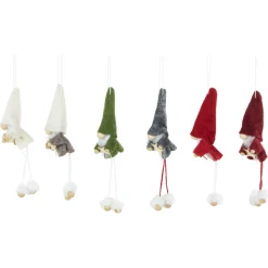 Set of 6 Gnomes with Stars Plush Christmas Ornaments 5