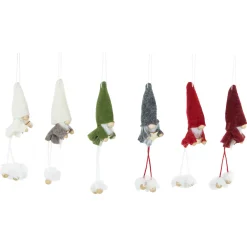 Set of 6 Gnomes with Stars Plush Christmas Ornaments 5