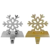Set of 2 Gold and Silver Shiny Snowflake Christmas Stocking Holders