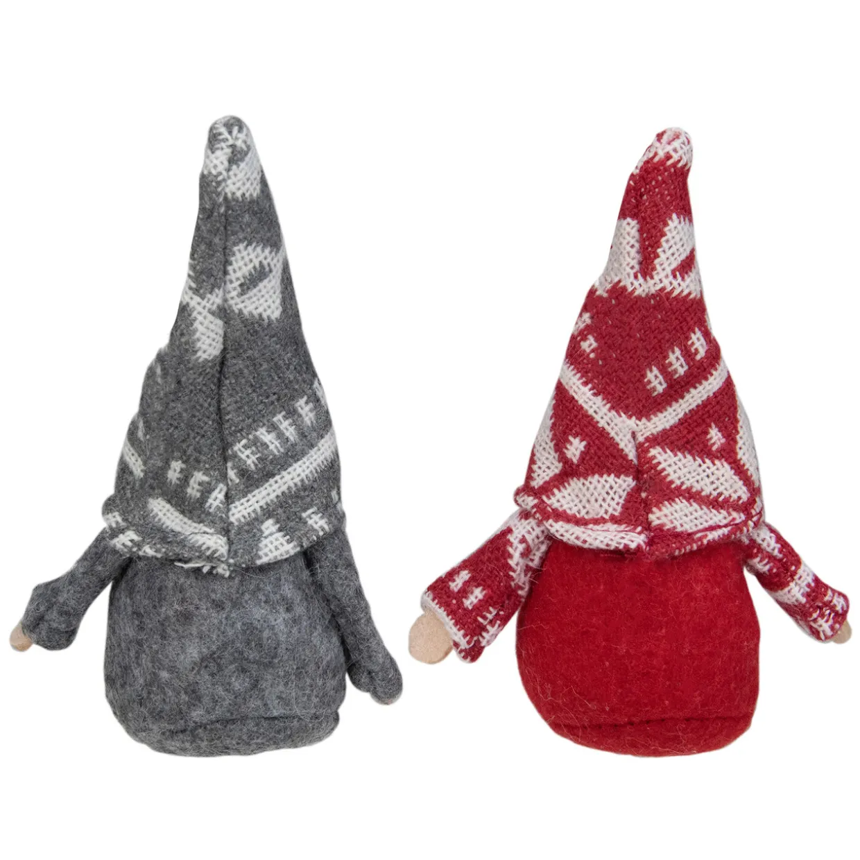 Set of 2 Gray and Red Santa Gnome Hanging Christmas Ornaments 4"