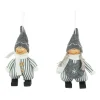 Set of 2 Gray and White Striped Plush Twin Gnomes Christmas Ornaments 5.5"