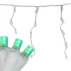 Set of 70 Green LED Wide Angle Icicle Christmas Lights - 6ft White Wire