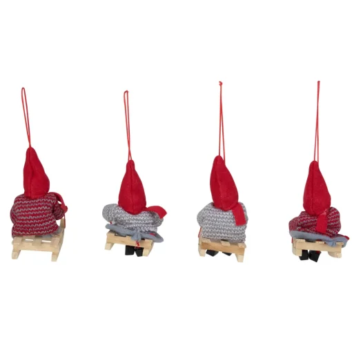 Set of 4 Holiday Kids on Sleds Christmas Ornaments 4"