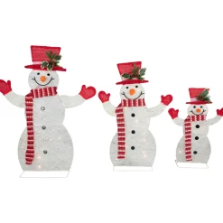 Set of 3 LED Lighted Family of Snowmen Outdoor Christmas Decoration