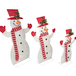 Set of 3 LED Lighted Family of Snowmen Outdoor Christmas Decoration