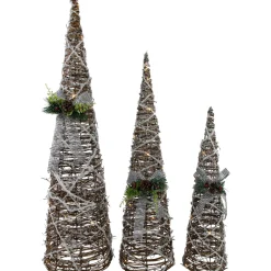 Set of 3 LED Lighted Pine and Berries Cone Christmas Tree Decorations 39.25