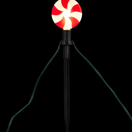 Set of 4 Lighted Peppermint Twist Candy LED Christmas Pathway Markers 14.5"