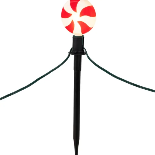 Set of 4 Lighted Peppermint Twist Candy LED Christmas Pathway Markers 14.5"