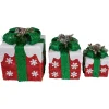 Set of 3 Lighted Red with White Snowflakes Gift Boxes Christmas Decorations