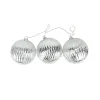 Set of 3 Lighted Silver Mercury Glass Finish Ribbed Ball Christmas Ornaments - Clear Lights
