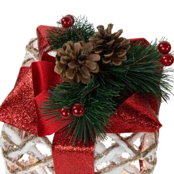 Set of 3 Lighted White Rope Gift Box Christmas Decorations 9.75