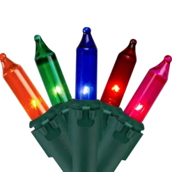 Set of 300 Multi-Color Mini Christmas Light Set, 61 ft Green Wire