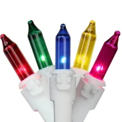 Set of 100 Multi-Color Mini Icicle Christmas Lights 3" Spacing - White Wire