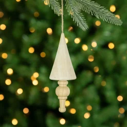 Set of 3 Natural Trees Wooden Christmas Ornaments 5.5