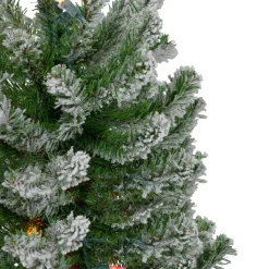 Set of 3 Pre-Lit Flocked Alpine Artificial Christmas Trees 5' - Multi Lights