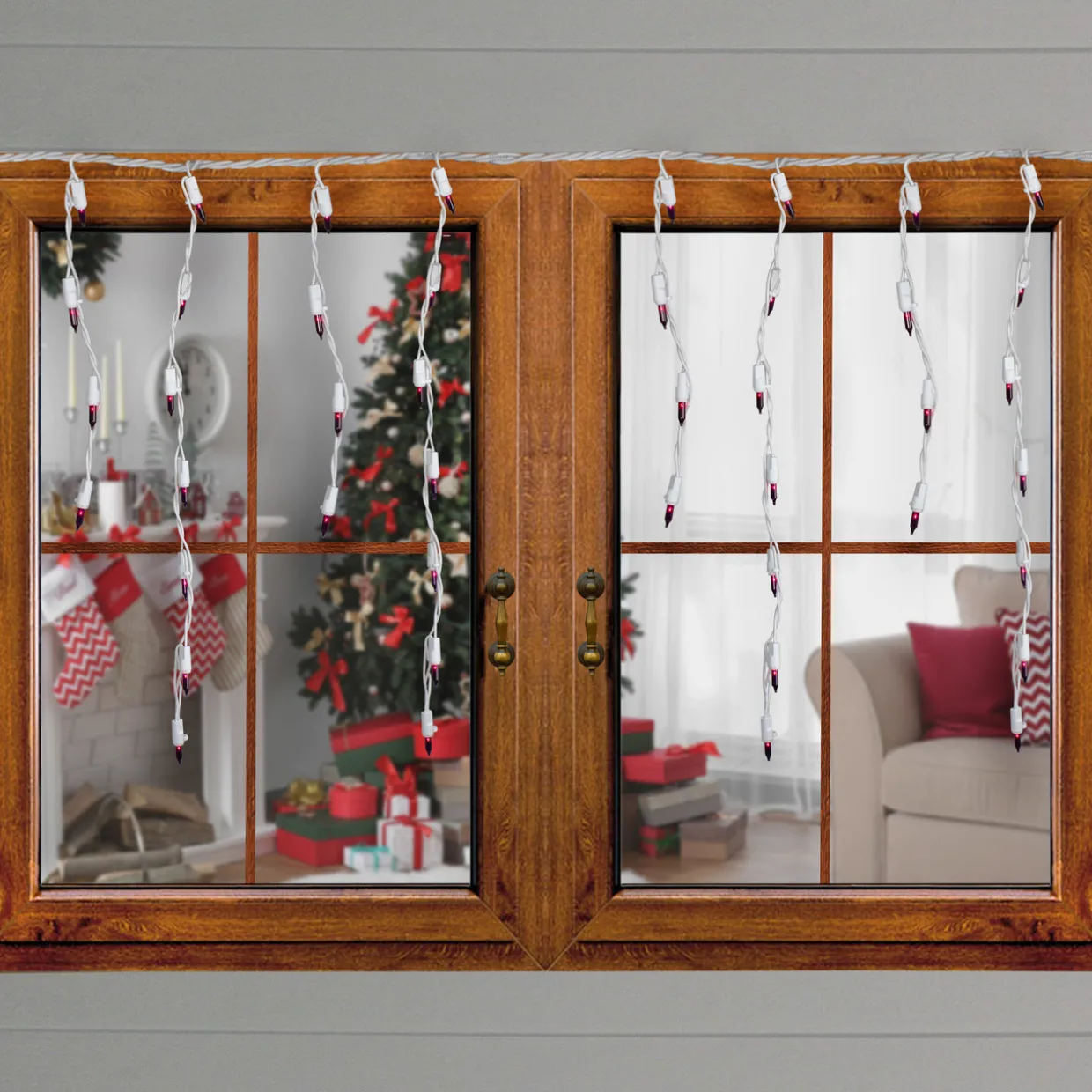 Set of 100 Purple Mini Icicle Christmas Lights - 7.8ft White Wire