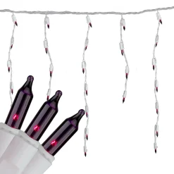 Set of 100 Purple Mini Icicle Christmas Lights - 7.8ft White Wire