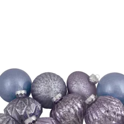 Set of 12 Purple Tone Finial and Glass Ball Christmas Ornaments