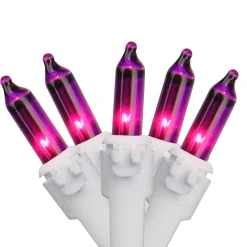 Set of 100 Purple-Pink Mini Christmas Lights 2.5" Spacing - White Wire