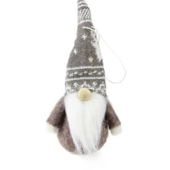 Set of 3 Red and Brown Santa Gnome Christmas Ornaments 4.5"