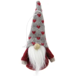Set of 3 Red and Brown Santa Gnome Christmas Ornaments 4.5