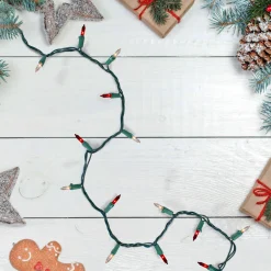 Set of 50 Red and Clear Mini Christmas Lights, 2.5