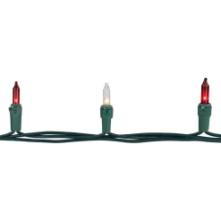 Set of 50 Red and Clear Mini Christmas Lights, 2.5