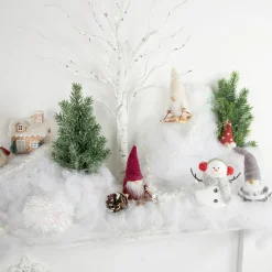 Set of 2 Red and Gray Striped Gnome Plush Christmas Ornaments 6.25