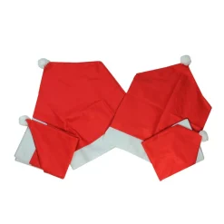 Set of 4 Red Santa Hat Christmas Chair Covers with Cuff and Pom-Pom 23.5"