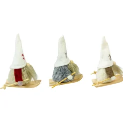 Set of 3 Skiing Gnomes Christmas Ornaments 4.5
