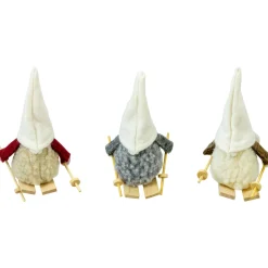 Set of 3 Skiing Gnomes Christmas Ornaments 4.5